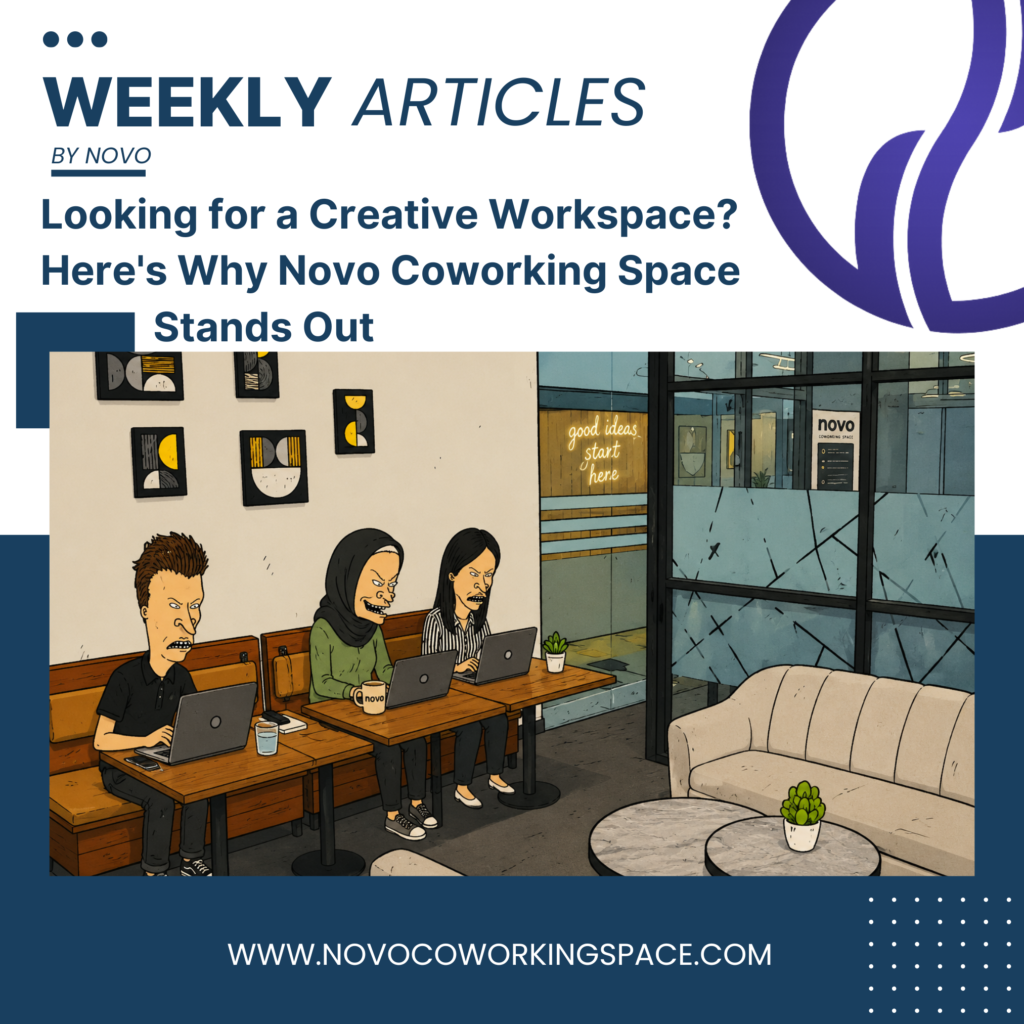 Looking for a Creative Workspace? Here's Why Novo Coworking Space Stands Out blue white and orange illustration movie festival instagram post